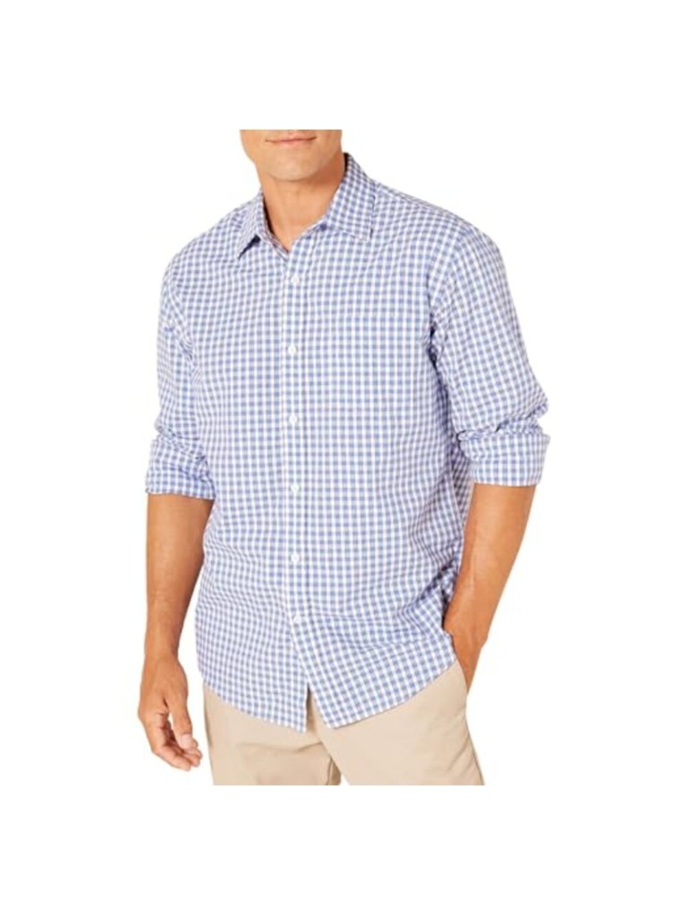 Men's Regular-Fit Long-Sleeve Poplin Button-Down Shirt Casual